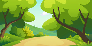 绿色小清新树林树丛水泥路森林展板背景